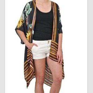 Save the Ocean Apparel Company, Black, Green, & Orange Floral Kimono, One Size